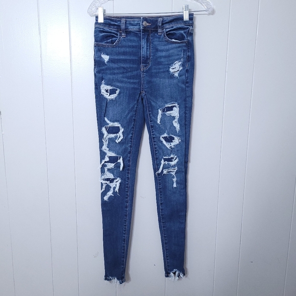 American Eagle Women's Stretch Super High Rise Jegging Jeans Size 0Regular - Picture 1 of 11